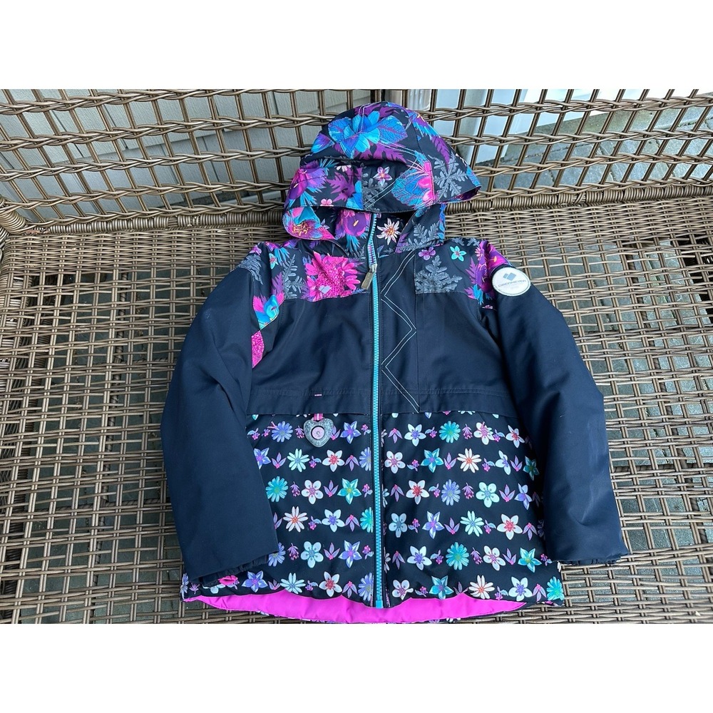 Obermeyer Girls Ski Jacket Size 7 Floral Winter Snow Coat I-Grow